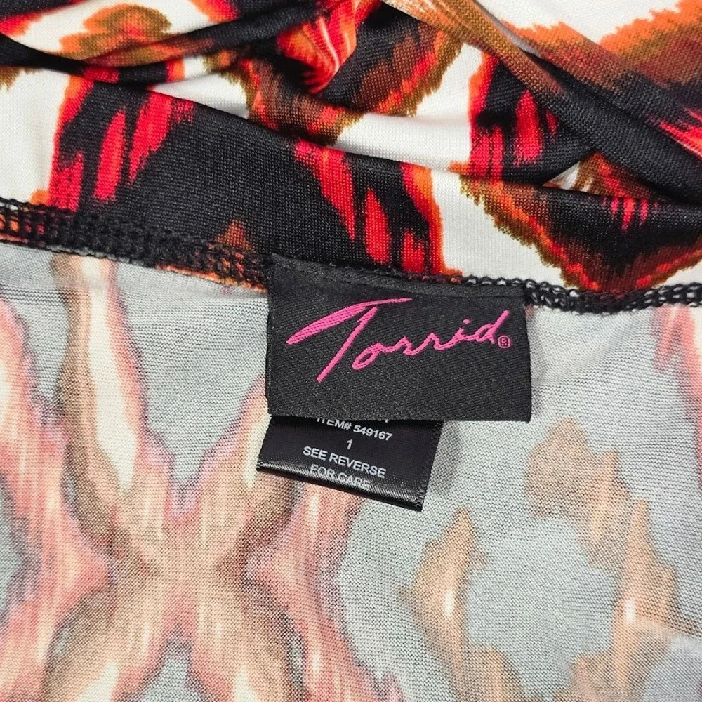 Vtg Y2K Torrid Halter Top L Multicolor Tank‎ Babydoll Smocked Festival Baddie